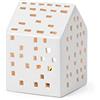 HAK Kähler Kähler Urbania - Casetta per lumino da tè a forma di casa di città, protegge il lumino dal vento, in ceramica, colore: bianco