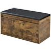 [en.casa] Panchina Portascarpe con Cassetto Scarpiera con Seduta Imbottita Similpelle e Contenitore Estraibile per Ingresso Camera 80 x 39 x 45 cm Effetto Rovere/Nero