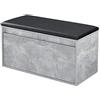 [en.casa] Panchina Portascarpe con Cassetto Scarpiera con Seduta Imbottita Similpelle e Contenitore Estraibile per Ingresso Camera 80 x 39 x 45 cm Effetto Cemento/Nero