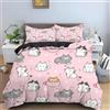 LLSZAHD Copripiumino Matrimoniale 240x220 Gatto Rosa Dei Cartoni Animati Copripiumino Con Cerniera Matrimoniali Sacco Copri Piumino In Microfibra Morbido E Traspirante ，Copripiumino 240x220cm