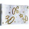 Tralala Fêtes© - Runner da Tavolo per Compleanno 30 Anni - Fascia Dorata Non Tessuta per Centrotavola - Decorazione di Compleanno Chic Bianco e Oro - Rotolo Lucido 31.5 x 500cm (30 anni)