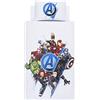 Disney Home Marvel Avengers - Set copripiumino double-face double-face, Iron Man, Spiderman, Capitan America, Hulk, 100% cotone, per letto singolo, 2 pezzi, multicolore, 135 x 200 cm + 50 x 70 cm