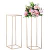NUPTIO Centrotavola Vaso Fiori Colonna con Pannello Metallico, 80cm Alti | 2 Pezzi, Finitura Oro, Rettangolare Supporto per Composizioni Floreali, per Matrimoni, Feste, Natale, Halloween, Case