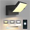 Klighten Applique LED Dimmerabile Esterno Interno 24W Controllo APP, Timer, IP65 Luci da Parete, Lampade da Parete Regolabile Moderno in Alluminio per Ingresso Balconi Giardini, Nero, 3000K-6000K