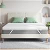 Novilla Topper 90x200, Topper Singolo Materasso Memory Foam 5cm, Tessuti Ottima Traspirabilità con 4 Angoli Elastici Rivestimento, Rigidità Media Traspirante Bianco