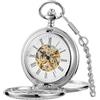 Tiong Orologio da tasca in legno, meccanico, Steampunk, elegante, in rame, con quadrante aperto, da uomo, con scatola a catena, idea regalo