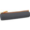 RHODIA 319046C - Astuccio Tondo Titanio - 21,5 x 5,5 cm - Vere cuciture arancioni - Interno Jersey Avorio - Simil Cuoio - per penne, matite, pennarelli, piccole forniture - Rhodiarama