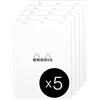RHODIA 18601Cpack - Bloc-Notes a punto metallico N°18 White - A4 - a righe - 80 fogli staccabili - Carta Clairefontaine Bianca 80g/m² -copertina in carta trattata- Confezione da 5 blocchi
