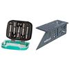 Wolfcraft 1002000 Punte Forstner CV, argento, compound Ø 15, 20, 25, 30, 35 mm in scatola pieghevole di plastica 2k Mini Pack 5 & 5208000 Squadra Tridimensionale, Grigio, 212 x 62 x 74 mm