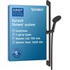 Duravit Universal Set doccia, Sistema doccia con 3 tipi di getto (Rain, Intense Rain, Soft Rain), Asta doccia (700 mm) con doccetta regolabile in altezza, con protezione antitorsione, nero opaco