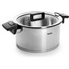 Woll Concept - Pentola con Coperchio, induttiva, Diametro 24 cm, Altezza 13 cm, 5,8 l, Adatta per Tutti i Piani Cottura, in Acciaio Inox, Resistente al Forno Fino a 200°, Colore: Argento