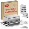 LouMaxx Fermagli magnetici forti, forza di tenuta 6 kg, set da 6 pezzi, in acciaio inox, magnetici, per mobili, chiusura magnetica in acciaio inox, supporto magnetico