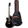 Ortega Guitars Ortega RCE138-T4BK-L - Chitarra da Concerto per Mancini, con Cutaway, Cassa Thinline (4/4), Custodia e Fascia, Colore: Nero