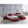 Talamo Italia Letto contenitore Singolo Silvia Sommier, Made in Italy, Letto con rivestimento in tessuto, Apertura frontale, adatto per materasso cm 80x200, Rosso