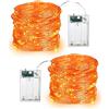PhilzOps Decorazioni Autunnali Luci [2 Pezzi], 6M 60 LED Halloween Stringa Luci a Batteria Interni Filo d'argento Autunno Arancia Lucine per Ringraziamento Natale Casa Feste Giardino Matrimonio