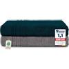 Komfortec Asciugamani 2 per Sauna 80x200 cm in 100% Cotone,470 g/m², Asciugamano Doccia Grande, Morbido, Asciugatura Rapida, Grigio antracite/Petrolio