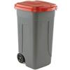 Mobil Plastic Bidone mobile - 49x54x85 cm - con chiusura a clip - 100 L - grigio-rosso - Mobil Plastic (unità vendita 1 pz.)
