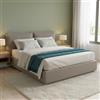 Talamo Italia - Letto matrimoniale Gabriella, Letto contenitore con rivestimento in tessuto, 100% Made in Italy, Apertura frontale, adatto per materasso Cm 160x200, Tortora