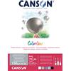 Canson Colorline- Blocco collato lato corto di 25 fogli A4, 150 g/m², colori assortiti grigio
