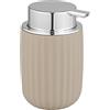 WENKO Dosatore per sapone Agropoli beige, dispenser per sapone liquido ricaricabile in plastica di qualità per 250 ml, modellatura plastica e superficie strutturata, 7,5 x 12,5 x 9 cm