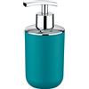 WENKO Dispenser sapone Brasil petrol - infrangibile Capacità: 0.32 l, TPE, 7.3 x 16.5 x 9 cm, Petrolio