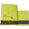 AmiAmarena Set 2 asciugamani con balza floreale e nome ricamato Asciugamani personalizzati con nome. Regalo personalizzato donna, uomo