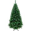 LEIVESTE-Albero di Natale 210 cm 900 Rami in PVC, ignifugo Con Base a Croce  In Ferro Pieghevole Super Folto，per Interni ed Esterni.