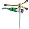 Relaxdays Irrigatore da Giardino con Picchetto a 3 Bracci Rotanti, Getto di 12m, Ugelli Regolabili, 3/4'', Oro Argento, Metallo, 24 x 22 x 20 cm
