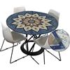 Morbuy Tovaglia Rotondo in Poliestere con Bordo Elastico, Mandala Stampa Lavabile Tovaglie da Tavola Impermeabile Tovaglia per Salotto Pranzo Giardino Decorazione (Blu Grigio,180cm)