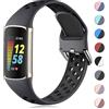 CeMiKa Cinturino Silicone Compatibile con Cinturino Fitbit Charge 5/Cinturino Fitbit Charge 6, Fasce Sportive Impermeabile Morbide Traspiranti per Cinturino Charge 5/Cinturino Charge 6, Piccolo Largo