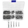 Jinlaili 100 Pezzi Anelli Solidi con Moschettone per Connettori Clip Girevoli, Girelle Canna da Pesca, 6 8 10 12 14#