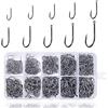 Chstarina 500pcs Amo da Pesca in 10 Dimensioni Occhiello Ganci Spinato. Ami Carpe in Acciaio al Carbonio con Scatola di Plastica per Acqua Dolce e di Mare