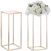 Nuptio Vaso D'oro per Centrotavola Nozze - 2 Pezzi 60cm di Altezza Fioriera Vasi Terra in Metallo Colonna Centrotavola Geometrico Espositore Rettangolare per Matrimoni Decorazioni Feste Compleanno