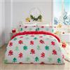 Natale Patchwork 100% flanella di cotone spazzolato Cuore Copripiumino  Matrimoniale e 2 federe Set di biancheria da letto, colore:  rosso/multicolore