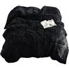 Jenny Sesal Piumone Matrimoniale Invernale Fluffy - Colore NERO - Trapunta Anallergica traspirante 100% Microfibra by Eco-pelliccia di Pile - avvolgente e caldissima per l'inverno