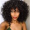 YEESHEDO Parrucche Nero ricci corte per le donne, parrucca riccia nera morbida con frangia, riccioli afro kinky parrucca sintetica resistente al calore naturale per donne nere