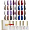 ROSALIND Smalti Semipermanenti per Unghie 16 Colori Smalto Semipermanente Autunno Inverno con Base e Top Coat Matt Coat Set Unghie Semipermanente 20Pcs UV LED Soak Off Gel Polish 6ml