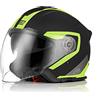 ORIGINE Casco Jet Moto 3/4 Aperto con Doppia Visiera Adatto per Scooter Omologato ECE (TECHY FLUO YELLOW BLACK,XL)