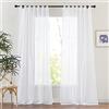 PONY DANCE Tende Camera da Letto Voile Trasparenti Bianche - Tende con Passanti Decorativi per Casa Soggiorno Finestra e Salotto 2 Pezzi 140 x 245 CM