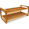 Relaxdays Scarpiera Scaffale in Bambù 75 cm, X 33 cm, 2 Ripiani, marrone, bambú, 6 pairs