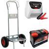 T.O. Set completo: carrello porta batteria Geotech + batteria 70ah + caricabatteria Telwin Touring 18