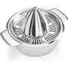 Mitautau Spremiagrumi Manuale in Acciaio Inox 18/8 con Contenitore 450 ml, Robusto Metallo Spremiagrumi a Mano di Limone/Arancia/Pompelmo con Setaccio Filtro e 2 Beccucci, Adatto per Lavastoviglie
