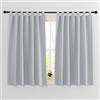 PONY DANCE Tende Oscuranti con Passanti 2 Pezzi 140x145 CM Tende Corte Termiche Isolanti per Interni Curtains Cucina Moderne per Finestre Piccole, Grigio Chiaro