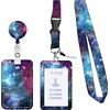 KHDULQ Cordino Porta Badge da Collo con Cordino Staccabile Porta Badge | Cielo stellato Lanyard Bobina per Badge Retrattile Per Cordino Per Telefoni Cellulari, Forniture Per Ufficio e Scolastiche
