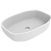ERCOS Lavabo d'appoggio Rettangolare in ceramica, Lavabo Bagno Colore Bianco Opaco , Senza Troppopieno, Dimensioni 600X350 mm