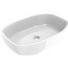 ERCOS Lavabo d'appoggio Rettangolare in ceramica, Lavabo Bagno Colore Bianco Lucido , Senza Troppopieno, Dimensioni 600X350 mm