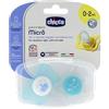 CHICCO SUCCHIETTO MICRO AZZURRO SILICONE 0-2M 2 PEZZI