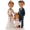 dekora - Sposini per Torta Matrimonio "Coppia di sposi con figlia" - 16 cm di altezza - Cake topper Matrimonio in Resina - Statuine Sposi per torta Nuziale - Base adatta al contatto alimentare