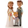dekora - Sposini per Torta Matrimonio "Coppia di sposi con bambino" - 16 cm di altezza - Cake topper Matrimonio in Resina - Statuine Sposi per torta Nuziale - Base adatta al contatto alimentare