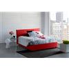 Talamo Italia Letto contenitore Singolo Anna, Made in Italy, Letto con rivestimento in tessuto, Apertura frontale, adatto per materasso cm 80x200, Rosso